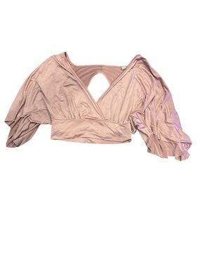 ASOS Dusty Rose V-Neck Cropped Top with Draped Batwing Sleeves